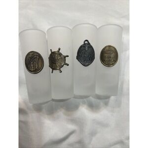 HOLLAND AMERICAN LINE Set of 4 Cordial Glasses  Unique Vintage Shot  Glasses Bar